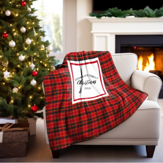 Kerstmis Tartan Plaid Familienaam Jaar Sherpa Deken