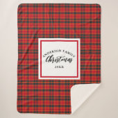 Kerstmis Tartan Plaid Familienaam Jaar Sherpa Deken (Voorkant)