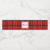 Kerstmis Tartan Plaid Familienaam Jaar Waterfles Etiket (Enkel label)
