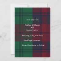 Kerstmis Tartan Plaid Save the Date Kaart | Festiv