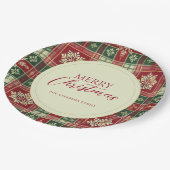 Kerstmis Tartan Plaid Sneeuwvlok Rustiek Papieren Bordje (Gekanteld)