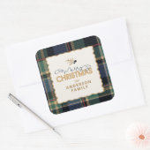 Kerstmis Tartan Rand ID1141B Vierkante Sticker (Envelop)