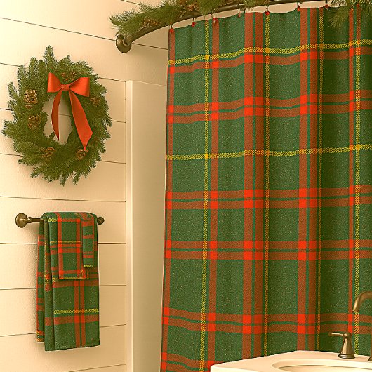 Kerstmis Tartan Rood Groen Geruit Douchegordijn