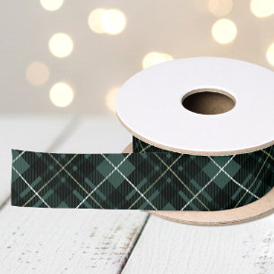 Kerstmis Tartan Schotlandse ruit donkergroene vaka Satijnen Lint