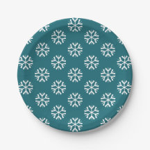 Kerstmis Teal Turquoise Witte Sneeuwvlokken