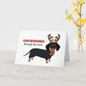 Kerstmis teckel door sneeuw rendier hond kaart (Gele Bloem)