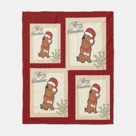 Kerstmis teckel fleece deken