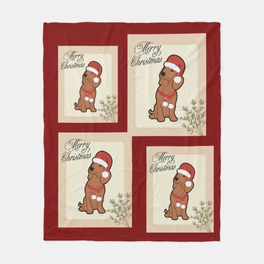 Kerstmis teckel fleece deken (Voorkant)