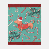 Kerstmis teckel fleece deken (Voorkant)