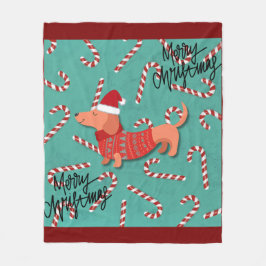 Kerstmis teckel fleece deken