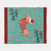 Kerstmis teckel fleece deken (Voorkant (Horizontaal))