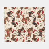 Kerstmis teckel fleece deken (Voorkant (Horizontaal))