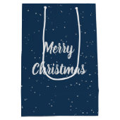 Kerstmis Teddbeer kijkt naar Kerstman Medium Cadeauzakje (Achterkant)