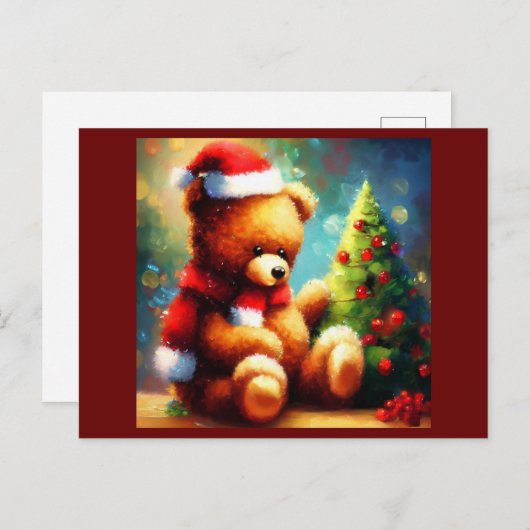Kerstmis Teddy Bear 1 Feestdagenkaart (Voorkant / Achterkant)