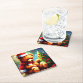 Kerstmis Teddy Bear 1 Kartonnen Onderzetters (Insitu)