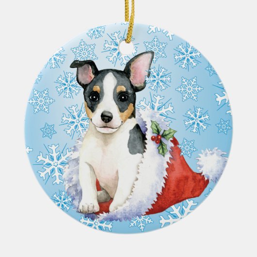 Kerstmis Teddy Roosevelt Terrier Keramisch Ornament (Voorkant)