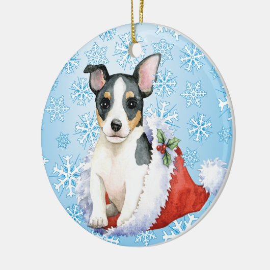 Kerstmis Teddy Roosevelt Terrier Keramisch Ornament (Links)