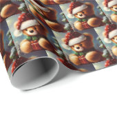Kerstmis Teddybeer 2 Cadeaupapier (Rol Hoek)