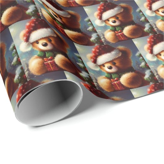 Kerstmis Teddybeer 2 Cadeaupapier (Rol Hoek)