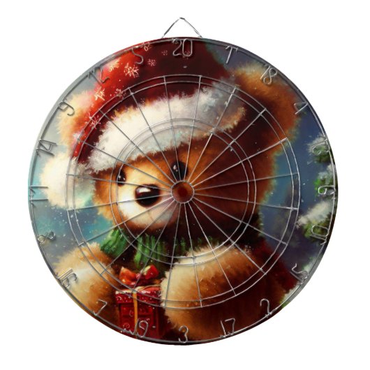 Kerstmis Teddybeer (2) Dartbord (Voorkant)