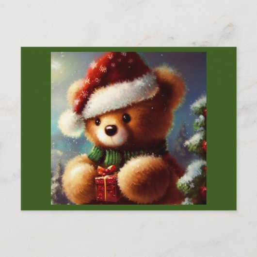 Kerstmis Teddybeer 2 Feestdagenkaart (Voorkant)
