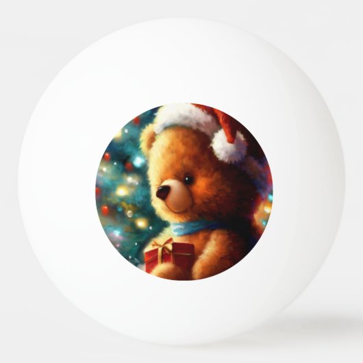 Kerstmis Teddybeer (3) Pingpongbal (Voorkant)
