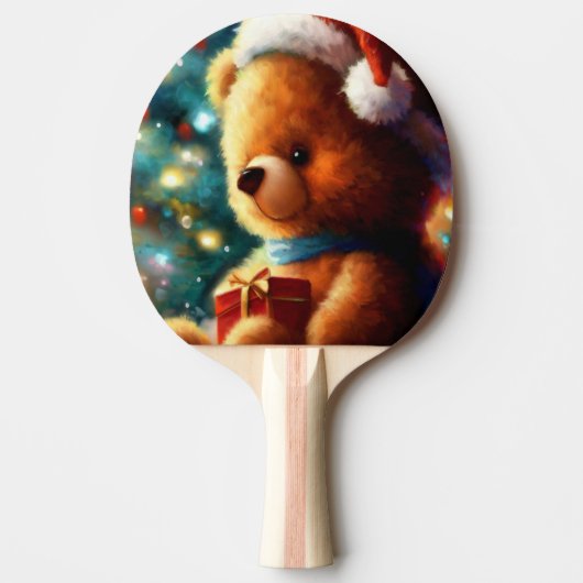 Kerstmis Teddybeer (3) Tafeltennisbatje (Voorkant)