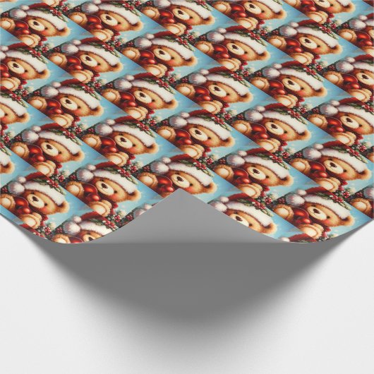 Kerstmis Teddybeer 4 Cadeaupapier (Hoek)