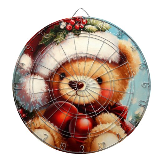 Kerstmis Teddybeer (4) Dartbord (Voorkant)