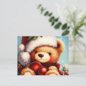 Kerstmis Teddybeer 4 Feestdagenkaart (Staand voorkant)