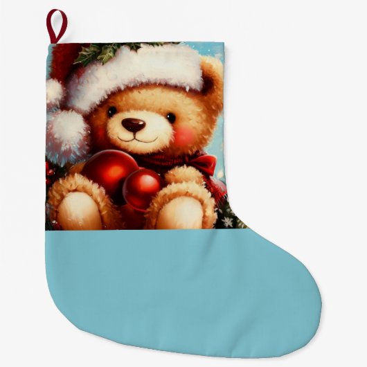 Kerstmis Teddybeer 4 Grote Kerstsok (Voorkant)