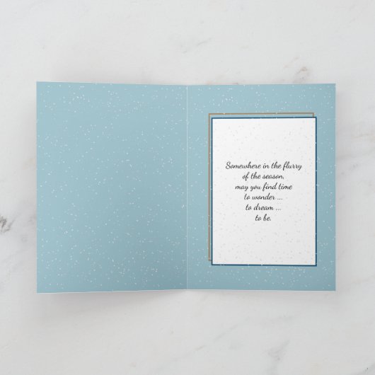 Kerstmis Teddybeer en sneeuwpop Feestdagen Kaart (Binnen)