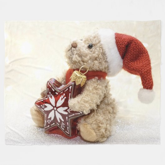 KERSTMIS TEDDYBEER FLEECE DEKEN (Voorkant (Horizontaal))