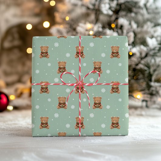 Kerstmis Teddybeer Inpakpapier Zoet