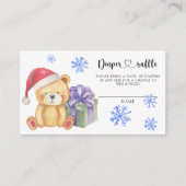 Kerstmis teddybeer met cadeau - luier loterij tick informatiekaartje (Voorkant)