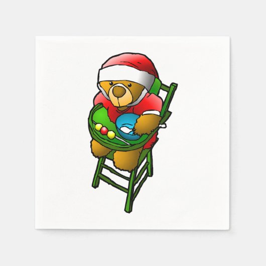 Kerstmis Teddybeer Servet (Voorkant)