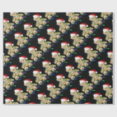 Kerstmis teddybeer verstrikt in lichten cadeaupapier (Vlak)