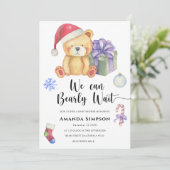 Kerstmis Teddybeer Winter Babyshower Uitnodiging (Staand voorkant)