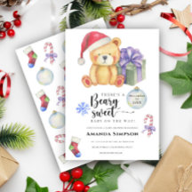 Kerstmis Teddybeer Winter Babyshower Uitnodiging