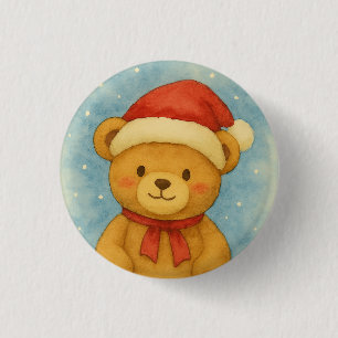 Kerstmis Teddys Beer in Besneeuwd Wonderland Ronde Button 3,2 Cm