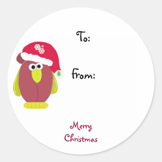 Kerstmis Tekenfilm Kip Ronde Sticker (Voorkant)