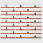 Kerstmis tekst en boom moderne feestdagen cadeaupapier (Vlak)