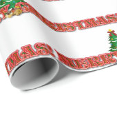 Kerstmis tekst en boom moderne feestdagen cadeaupapier (Rol Hoek)