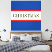 KERSTMIS Tekst Feestelijke Alpine Blauw Witte Stre Canvas Afdruk (Insitu (Slaapkamer))