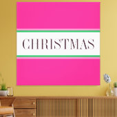 KERSTMIS Tekst Feestelijke Heldere Roze Witte Stre Canvas Afdruk (Insitu (Woonkamer))
