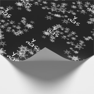 Kerstmis tekst in sneeuwvlokken cadeaupapier