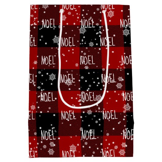 Kerstmis - tekst in sneeuwvlokken medium cadeauzakje (Achterkant)