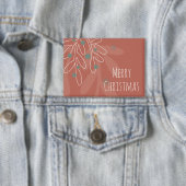 Kerstmis tekst in wijnrode bloemen button (Insitu)