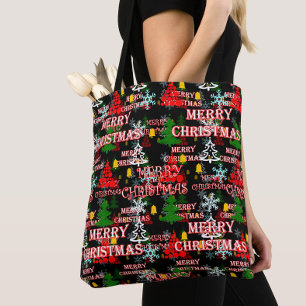 Kerstmis tekst patroon ontwerp tote bag