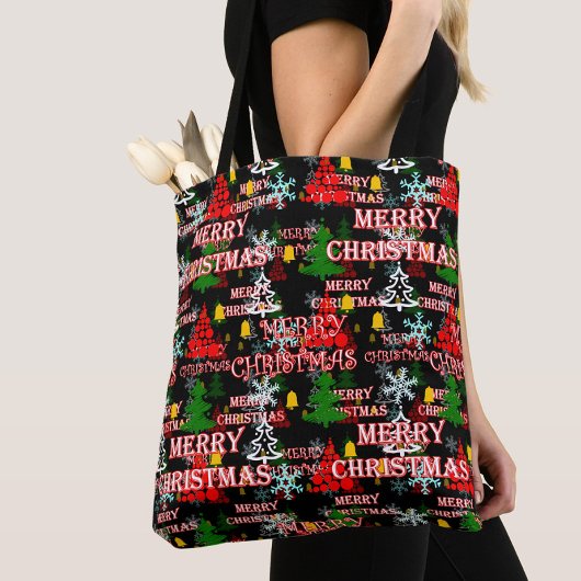 Kerstmis tekst patroon ontwerp tote bag